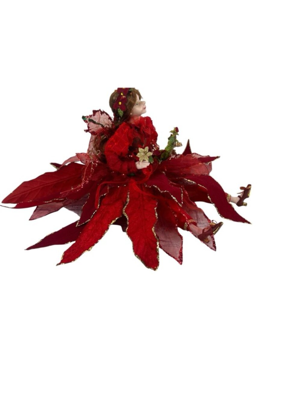2011 Woodland Forest Fairy Pixie Elf Red Ornament Decoration Christmas Doll 15" - Picture 3 of 8